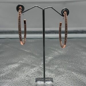 Chic Rose Gold Hoop Earrings with Crystals